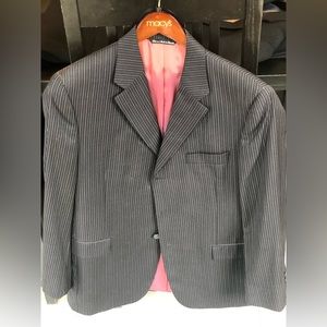 Jack Victor suit set black with grey and blue pinstripes